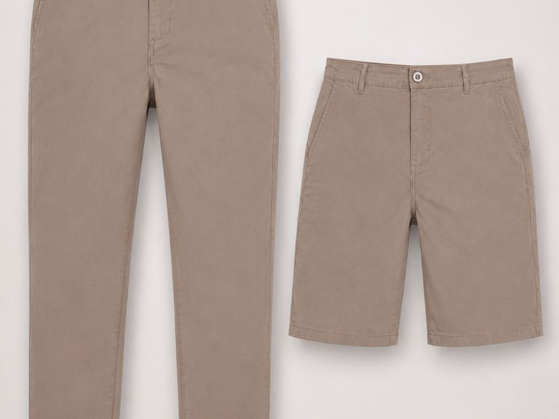 Calça + short, a mesma sarja